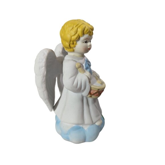 Vintage Ceramic Angel Figurine Playing Drums Music Chalkware Hand-Painted 4-inch - Picture 2 of 5